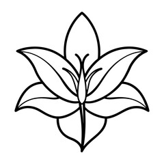 
Line art of a lily flower with petals and stem vector illustration