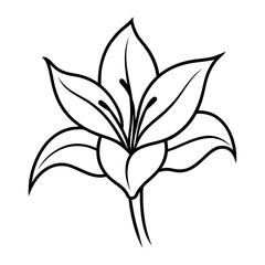 
Line art of a lily flower with petals and stem vector illustration