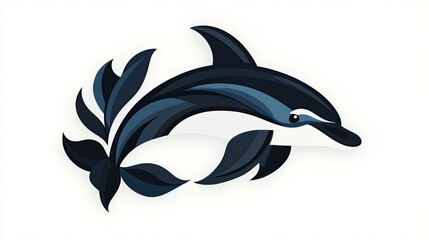 Obraz premium Dolphin with stylized floral design