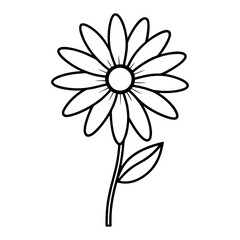 Simple Daisy Flower Vector Line Art