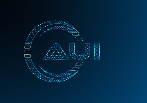 AUI low poly letter logo vector design. AUI lower poly logo design.