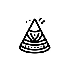 African Party Hat Icon in Minimalist Style  
