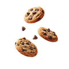 Chocolate chip cookies floating png