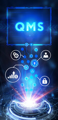 Quality management system business and industrial technology concept. QMS. 3d illustration
