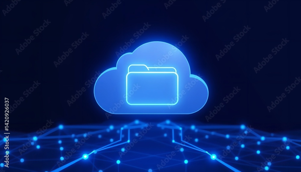 Poster atom cell science, cloud storage, digital technology brain ai, internet of things, network backgroun
