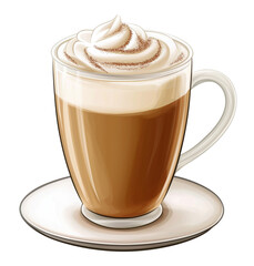 Illustration of a latte cup isolated on transparent background
