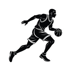 Basketball player running icon silhouette vector with white background