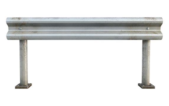 Metal road guard rail isolated on transparent background