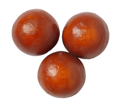 Gulab jamun isolated on transparent background, top view
