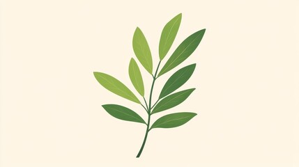 Naklejka premium Elegant Green Leaf Branch Design