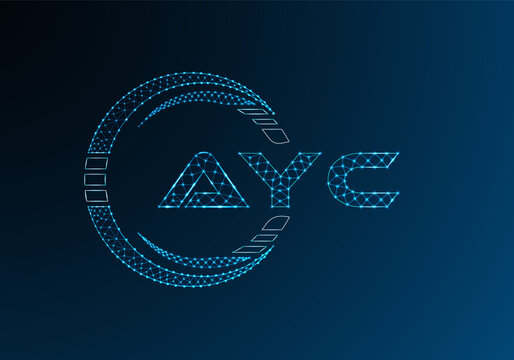 AYC low poly letter logo vector design. AYC lower poly logo design.