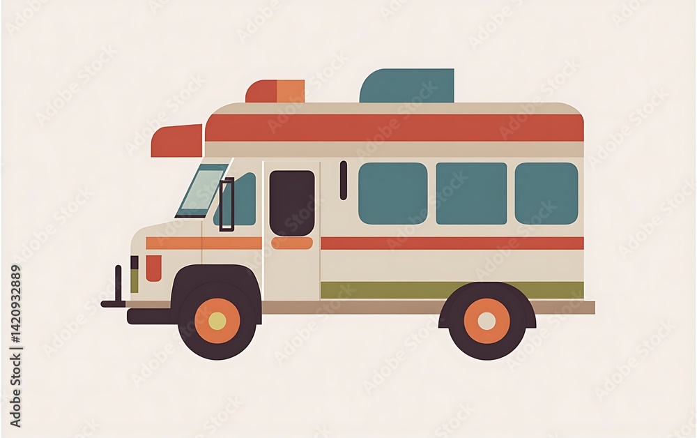 Fototapete this design features a food truck with a minimalist style and a muted color palette, showcasing simp