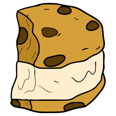 bitten ice cream sandwich illustration hand drawn isolated vector