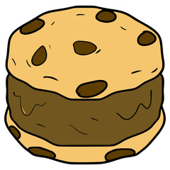 ice cream sandwich illustration hand drawn isolated vector