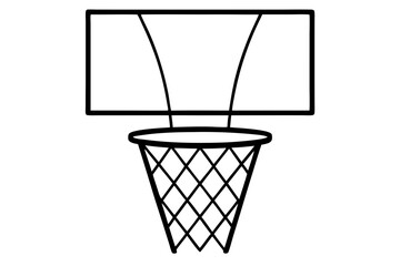 Basketball Hoop Line Art Vector Illustration