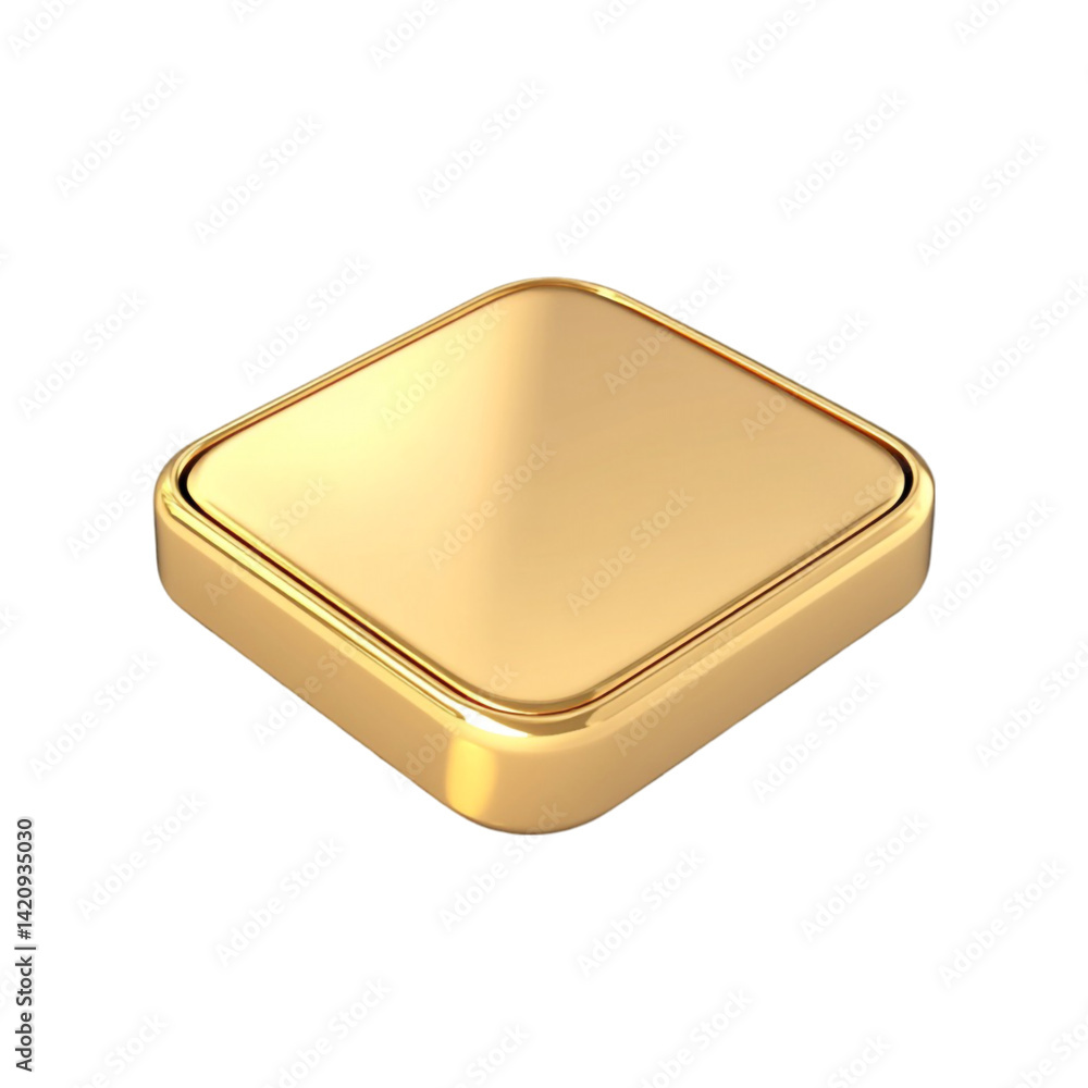 Poster golden square button design element on colorful striped background