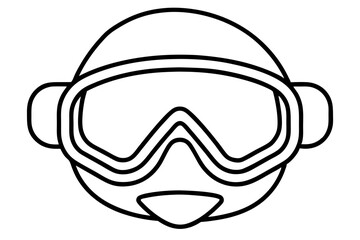 Diving Mask Line Art Vector Illustration