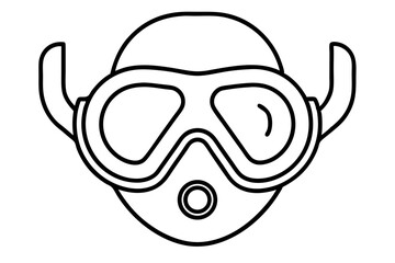 Diving Mask Line Art Vector Illustration