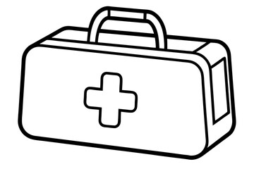 First Aid Kit Line Art Vector Illustration