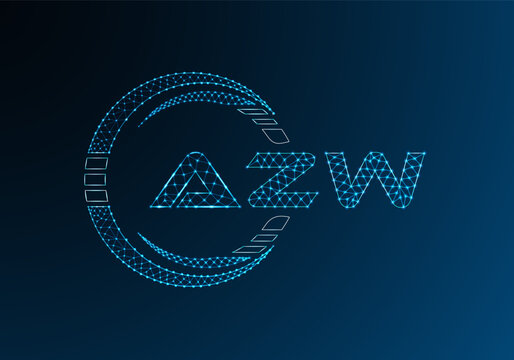 AZW low poly letter logo vector design. AZW lower poly logo design.