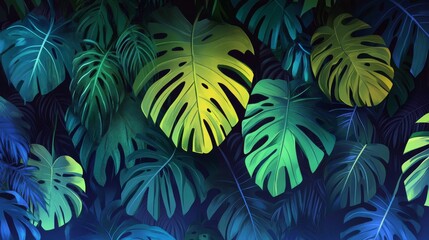 Tropical Lush Leaves Wallpaper Design