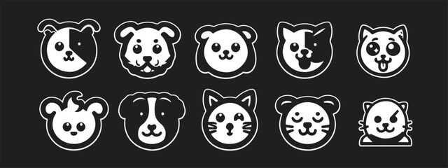 Obraz premium Animals - thin line vector icon set. 30 icons. Pixel perfect. The set includes a Cat, Dog, Rabbit, Hamster, Goat, Pig, Horse, Cow, Duck, Chicken, Owl, Raccoon, Fox, Wolf, Bear, Deer, Monkey, cat