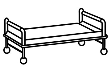 Hospital Bed Line Art Vector Illustration