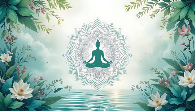 Celebrating International Yoga Day background .yoga lotus pose