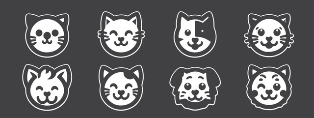 Animals - thin line vector icon set. 30 icons. Pixel perfect. The set includes a Cat, Dog, Rabbit, Hamster, Goat, Pig, Horse, Cow, Duck, Chicken, Owl, Raccoon, Fox, Wolf, Bear, Deer, Monkey, cat