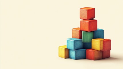 Obraz premium Illustration of a stack of colorful building blocks, perfect for childrenâ€™s education or creativity. 