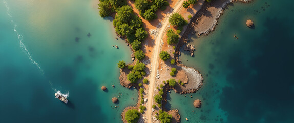 Aerial Imaging of Environmental Impact Assessment Post-Earthquake: Analyzing Land Degradation, Contaminated Waterways, and Air Quality for Future Rehabilitation Planning - Photo Stock Concept