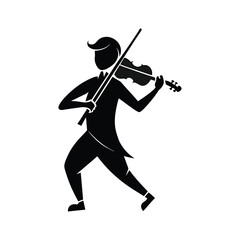 Musician Playing Violin icon of silhouette vector illustration on white background