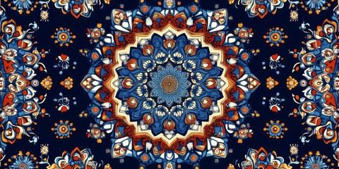 Ornate geometric floral pattern with a central mandala design