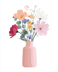 Obraz premium A vase filled with a colorful bouquet of flowers