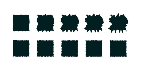 Torn Paper Edge Shapes � Jagged Paper Stickers, Tags, Labels Set � Vector Geometric Torn Paper Elements on White Background