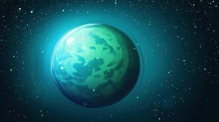 Obraz premium Vibrant Green Planet Surrounded by Stars in the Cosmic Universe