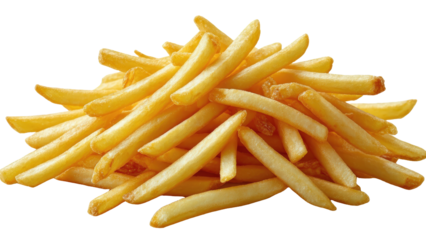 Hot french fries on white background simple style