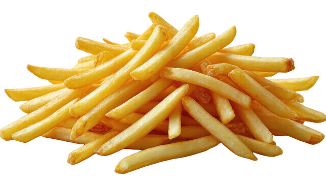 Hot french fries on white background simple style
