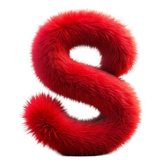 Red Fuzzy Letter S:  3D Rendered Fluffy Texture, Alphabet Design Element