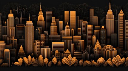 Obraz premium Golden New York City Skyline