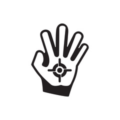 Human hand and target vector illustration in silhouette style