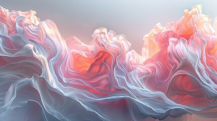 Obraz premium Serene Pastel Silk Waves: An Abstract Dreamscape