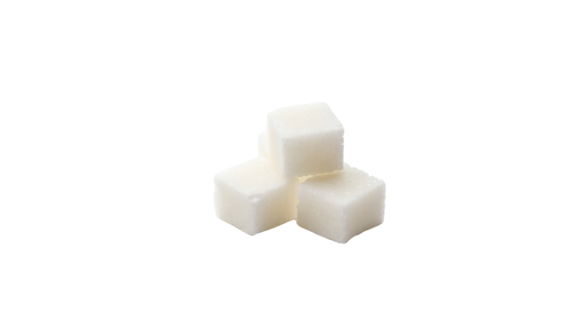 Stacked sugar cubes detailed view on clean white space