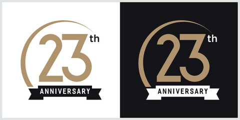 anniversary 23th logotype vector with brown and white color for special celebration day