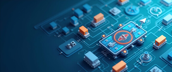 Photo realistic as Automation logistic icon with copy space for infographics concept as An infographic ready automation logistic icon with copy space designed to convey complex information and supply 