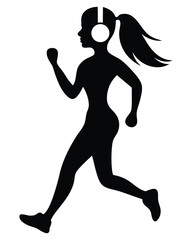 Silhouette of a Woman Running with Headphones Icon