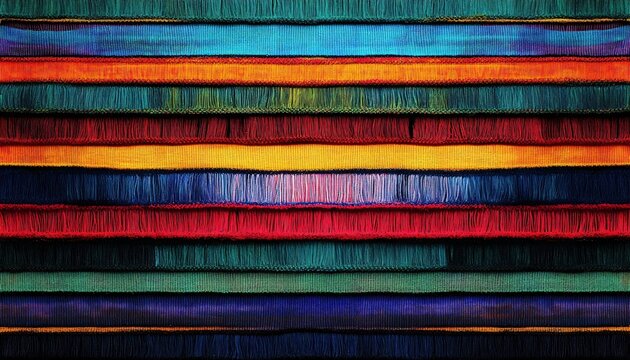 Vibrant textile art featuring tightly woven colorful threads, perfect for designs related to crafts events, ethnic markets, or home decor featuring Mexican patterns.