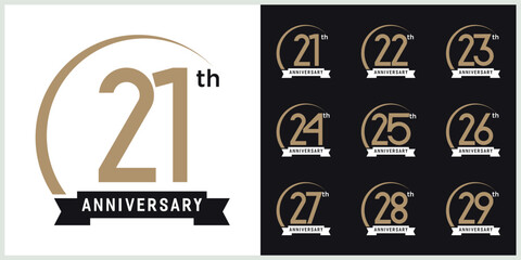 anniversary set logotype vector with brown and white color for special celebration day