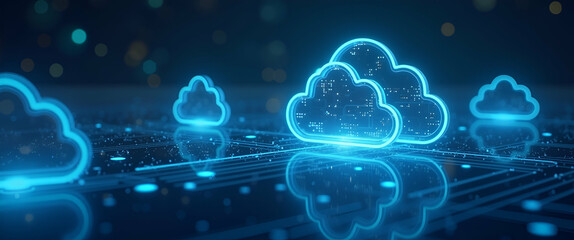 Futuristic Cloud Platform Ecosystems: Merging Managed IT Services with Innovative Cloud Computing for Scalable Digital Transformation - Photo Stock Concept