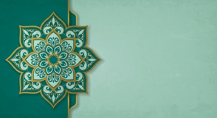 Elegant Teal and Gold Mandala Design  Perfect for Invitations, Cards, and More